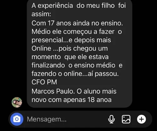 Depoimento de aluno aprovado 1